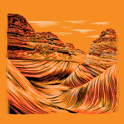 Arizona arizona climb design drawing hike hot illustration nature outdoors run sandstone the wave utah wave