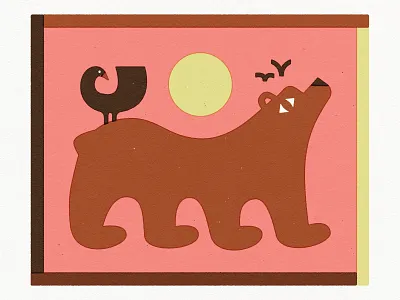 Bear bud art bear bird frame fun illustration vector
