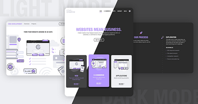 Website with light mode and dark mode creative site dark mode dark ui developer developers site light mode light ui ui ux web design website website builder website design