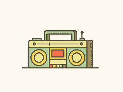 Boombox 2d boombox dance design flat fun hiphop icon illustration line music radio retro song ui ux vector website illustration