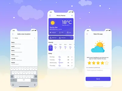 Weather App - iOS App Design app design app ui clean design clouds forecast illustraion illustrations ios ios app mobile app ui weather weather app weather forecast weather icon