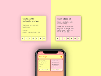 Sticky Widget @daily ui adobexd design flat iphone notes notes app notes widget reminder sticky ui