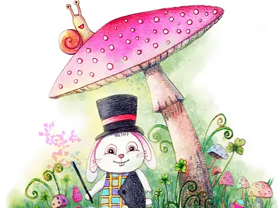 Easter Bunny cartoon illustration childrens illustration color pencils design illustration watercolor