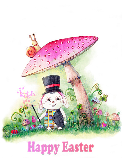 Easter Bunny cartoon illustration childrens illustration color pencils design illustration watercolor