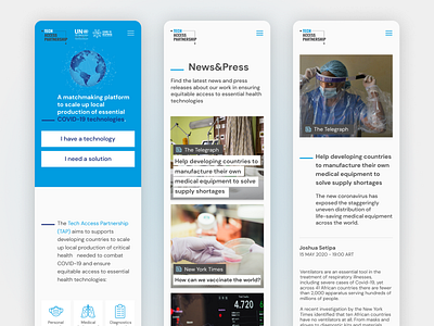 United Nations Tech Access Partership Microsite aerolab covid covid 19 covid19 design developing countries development microsite mobile platform product design tech technology ui un united nations ux ux ui web design world health organization