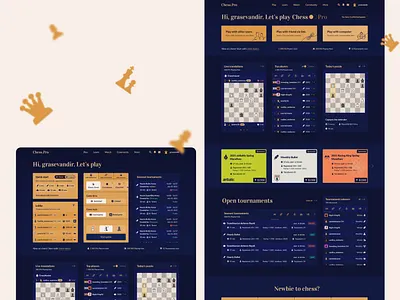 Chess Pro ♝ Website chess classic dark game gold icons landing launch ui user interface websie