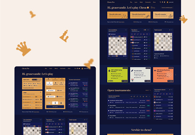 Chess Pro ♝ Website chess classic dark game gold icons landing launch ui user interface websie