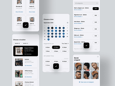 Booking flow app barber barbershop booking booking app mobile ui ux