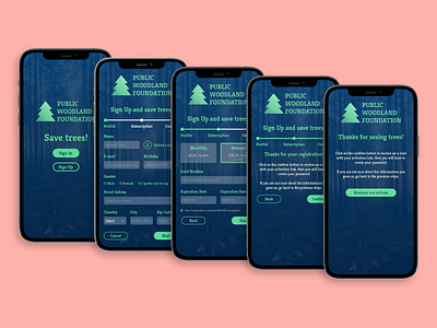 Daily UI 001 - Public Woodland Foundation - Sign Up Screens adobexd branding dailyui design france french graphicdesign logo ui ux