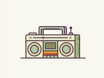 Boombox 2d boombox design flat icon illustration line music retro ui ux vector website