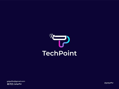 TechPoint Logo - TP Lettermark - Tech Company Logo Design app logo branding futuristic gradient logo letter logo logo logo design logos logotype software logo startup logo tech tech company tech logo tech point technology icon technology logo tp letter tp lettermark tp logo