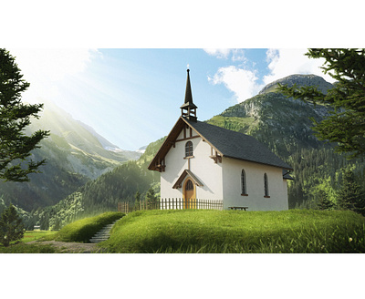 Swiss Chapel 3D Render 3d 3d artist 3d modeling blender blender3d digital painting photoshop