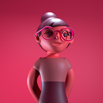 SUSI RED (ROJAS) 3d c4d character cute girl glasses illustration portrait red woman