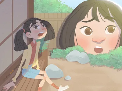 Our little secret background backyard children book illustration childrens book childrens illustration illustration sunny day