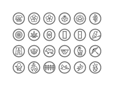 Hanafuda icons design icon icons illustration line linear lines minimal minimalism minimalist minimalistic vector