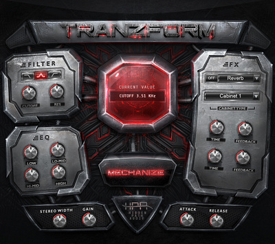 Tranzform Futuristic Fantasy GUI Design for Kontakt and VST audio design design for audio design for vst plugin fantasy futuristic graphic ui gui gui design gui design for vst interface heavy hi tech kontakt metal music plugin sci fi ui user interface vst