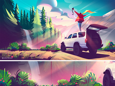 Hero image illustration camera car cloud illustration illustrator landscape illustration nature illustration