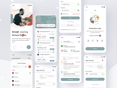 Transporter App app card cards clean courier design illustration ios logistics logo mobile mobile app profile send ui