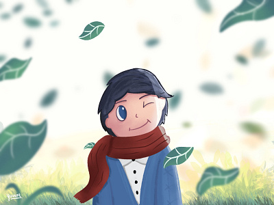 Kid Walking on Garden childern childernbook children book illustration childrens illustration design flat flatillustration forest garden illustration kid leaf process procreate