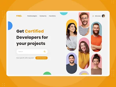 Find Developers - Creative Hero Header banner header banner section creative creative design hero header web app web design website design