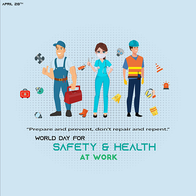 World Day for Safety & Health at Work concept creativity design flat icon illustration typography ui vectorart