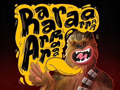 That's a Happy Wookie cartoon illustration procreate star wars star wars day texture