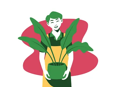 Gardening character design garden gardener gardening home plant iconscout illustration plant pot shutterstock visual art