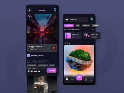 An App for NFT marketplace app concept app dashboard app design application bitcoin crypto exchange cryptocurrency ethereum marketplace minimal nft ui ux