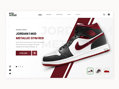 KICK AVENUE - Website UI Design air jordan branding design drawing figma graphic design illustration product design ui ux website design