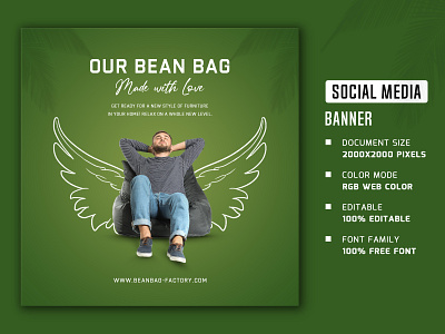 Bean bags social media banner and post bean bags social media banner social media banner and post social media post social media poster social media stories square social media banner web banner web post web stories