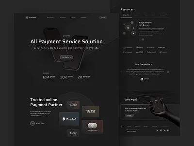 Quickpay.net Payment Service Solution - Website Redesign Concept branding dark theme dark ui design landing page design landing page ui payment app payment service redesign ui ui design ui ux ux web webdesign website design