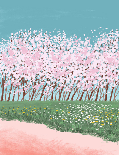Spring park adobe photoshop art blooming digital art digital illustration drawing illustration nature park spring springtime trees warm