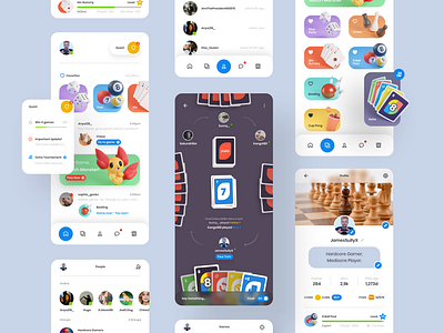 Plato - App Redesign Exploration 3d 3d modeling app application cards chat chess clean design exploration friends game group icon minimal mobile profile redesign ui ux