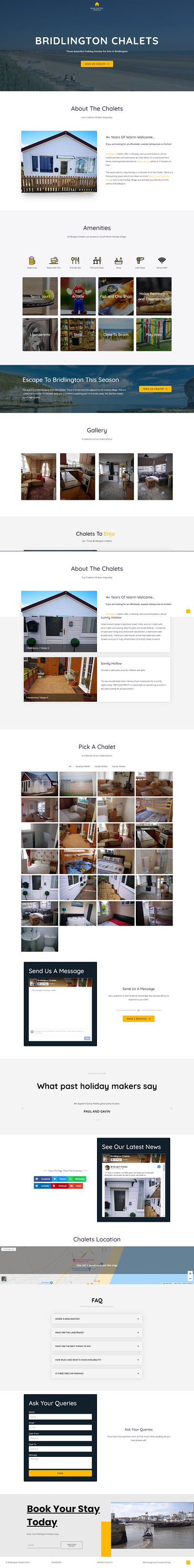 One Page Website - Bridlington Chalets design hero image logo one page one page design one page site one page website one pager web web design