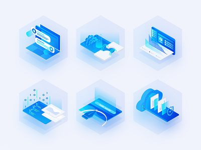 Illustrations for website blue hexagon illustration vector