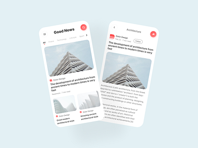 News App app blog clean design flatdesign minimalist mobile app mobile design mobile ui news ui ux