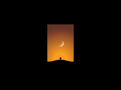 Lonely tree 🌳 ai art design dribbble evening hill illustration illustrator landscape lonely tree moon mountain nature orange color sky tree vector