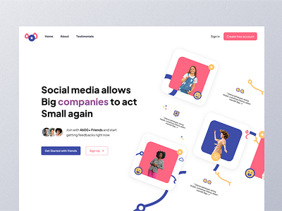 Social Reach Landing Page agency landing page hero section 2022 illustration landing page landing page 2022 landing page ui modern landing page modren design 2022 social media header social reach landing page ui ux design uiuxdesign ux designer website