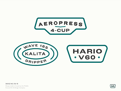 Tidbit Badge Catalog: Entries 16-18 aeropress badge badge design barista branding coffee cream design hario v60 iconography illustration kalita wave logo typography ui