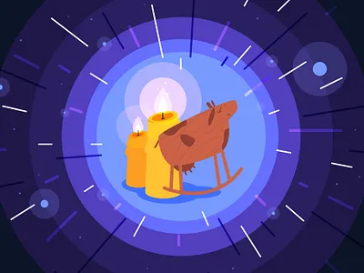 Wooden cow toy animal candles character design childhood childish childrens illustration cow cozy flat style funny illustration transition vector wooden toys