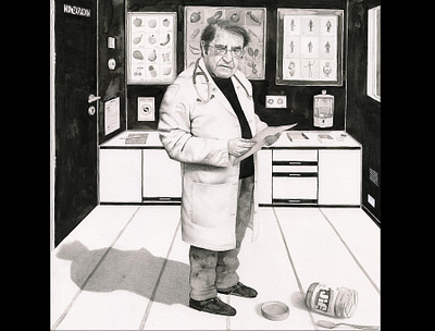 You cannot blame peanut butter for all your problems black and white dr now humour illustration portrait