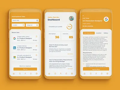 Job Search App application candidate clean design employee employer job application job board job listing job seeker jobs layout minimal typography ui vacancies
