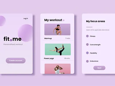 fit.me design fitness app purple vector workout app