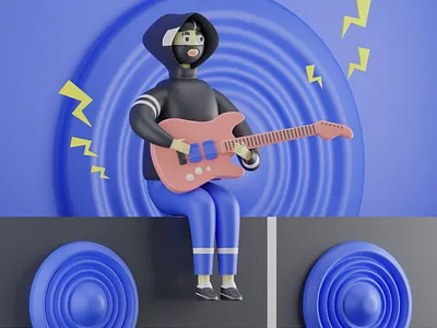 The Guitarist - 3D Illustration 3d artist 3d modeling blender illustraion