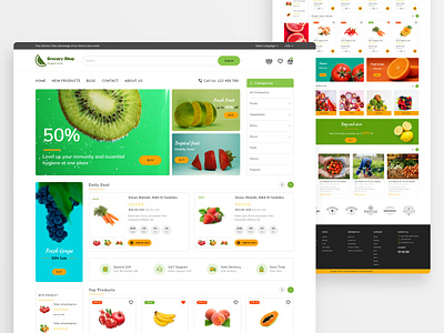 Grocery Shop Landing Page adobe adobe xd design footer graphic design grocery grocery shop grocery store home page illustrator landing landing page logo shop store ui uiux web web design website