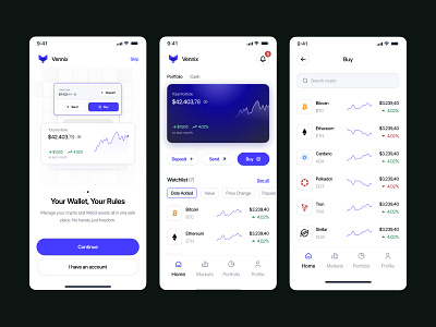 Vennix - Mobile App banking chart crypto figma finance financial mobile mobile app ui web3