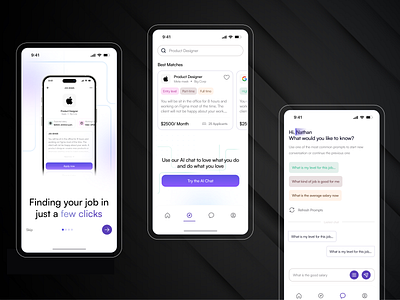 AI Job Finder APP | UI Mobile APP Design ai job search clean design creative design systems intuitiveux job finder app mobile app modernui smart ui ui ux design ui design user research