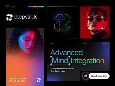 Deepstack : Generative AI - Visual Identity ai ai branding animation artificial intelligence brand branding corporate identity digital gradient grid layout design logo modern motion graphics social media design symbol tech visual branding visual identity