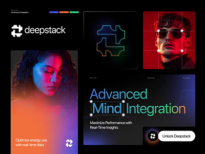 Deepstack : Generative AI - Visual Identity ai ai branding animation artificial intelligence brand branding corporate identity digital gradient grid layout design logo modern motion graphics social media design symbol tech visual branding visual identity