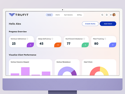 Trufit Gym Trainer Dashboard app branding design graphic design illustration logo ui ux vector web